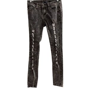 B&G Women's Skinny Distressed Acid Wash Jeans Black Size 26